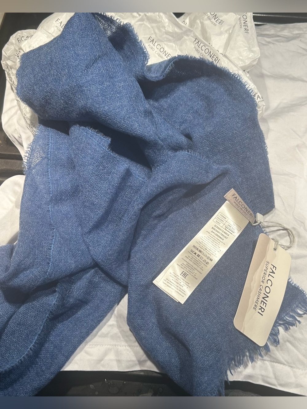 Falconeri Blue Lightweight Cashmere Scarf